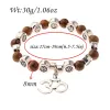 Strands New Classic Natural Wood Beads Bracelets For Women Meditation Prayer Sliver Om Pendant Bracelet Men Wooden Yoga Jewelry