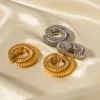 Pendientes Color de oro creativo Golpe de acero inoxidable Clip en Pendientes para mujeres Textura de hilo Agradado Pendientes de cartílago sin perforación