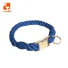 Colliers Louddik Luxury Chog Collar ID Nom Gravé Handmade Tressé Coton Colon