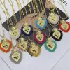 Pendant Necklaces 5Pcs Sacred Heart Of Jesus Around Colorful Beads Necklace Religious 18k Gold Plated Chains For Women