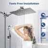 Bathroom Shower Sets 8-inch bathroom high-pressure shower with adjustable rain shower system stainless steel top spray bathroom shower faucet T240422