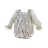 Jednoczęściowe Ins Baby Girl Bow Velvet Princess Romper Plisted Bodysuits Vintage nowonarodzony Todder urodzinowy kombinezon jeden kawałek.