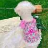 Sukienki koronkowe ubrania z piesem kwiatowym sukienka w stylu księżniczki ubranie małe szelki dla zwierząt domowych kostium wiosna letnie ropa para perro