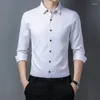 Koszulki męskie Merceryzowane jedwabisty nie żelazny koszulę z długimi rękawem