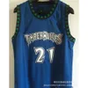 Jerseys de basquete Jersey Forest Wolves No.1 e 21 Garnett Mesh Bordered Version