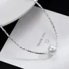 Sparkling 12 mm Pearl wisid Naszyjnik dla kobiet dziewczyna 100% 925 Srebrny srebrny łańcuch Choker Wedding Birthday Prezentacja Biżuteria 240412