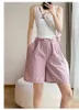 Shorts femininos iyundo americano retro feminino casual moda moda simples estilo alta cintura média fêmea de perna larga de largura