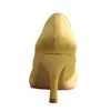Kleding schoenen korting gesloten teen geel voor vrouwen midden hakken prom court pumps met parels