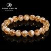 Strands JD Natural Stone Golden Quartz Bracelet Women Men Reiki Healing Brazil Yellow Crystal Stretch Strand Bangles Fashion Jewelry