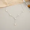 Chaines Ashiqi Natural Natural Freshater Pearl 925 Collier en argent sterling Tempérament de mariage Bijoux pour femmes