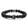 Strands 1pc Novo Design Small Crown Black Stone Bacalet para Casal Friends Elastic Matching Bracelet Wrist Handwear Jóias