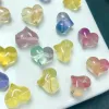 Halsband 10st Natural Fluorite Peach Heart Pendant With Hole Cartoon Animal Pendant For Smyckes Making Necklace Accessory