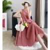 Robes de travail miyake plissée rose en jupe en deux pièces Femmes 2024 Été de style coréen T-shirt à manches courtes de style coréen