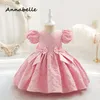 Flickaklänningar Annabelle Flower Baby Bow Dress for Wedding Party Barn Färgglada barn Puffy Clothes Princess Vestidos