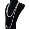 Halsband 2023 mode elegant imitation pärlhalsband för kvinnor knut flerskikt långa tröja kedjekläder tillbehör