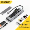 Hubs 8in1 USB Hub met M.2 NVME/SATA SSD Box USB Typec naar HDMICompatible Laptop Dock Station 100W PD voor Book Pro Air M1 M2