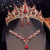 Colares Rainha real Tiaras Jóias de noiva Conjuntos de colar de gargantilha da coroa noite