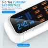 Nav uslion 8 port USB -laddare nav Snabbavgift 3.0 LED Display Multi USB Charging Station Mobiltelefon Desktop Wall Home EU Plug