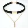 Halsband 2024 Ny svart sammet choker halsband remsa rep kedja bar fyrkantig rör chocker kvinnor krage mujer collier femme ras du cou