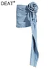 Moda moda damska spódnica o wysokiej talii trójwymiarowe kwiaty róży asymetryczne niebieskie dżinsowe krótkie spódnice Summer 2024 17A8357 240412