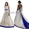 Gatsby Royal Blue Gothic Wedding Dress 2024 Sexy Halter Backless вышивая вышива