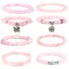 Strängar trendiga rose kvartsarmband rosa kristallpärlor armband sträcker natursten charms armband läkande kvinnor smycken reiki gåva