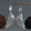 Boucles d'oreilles à ailes éblouissantes Chandelier Bandelier pour femmes Silver Color Round Stone Party Mariage Bijoux H240423