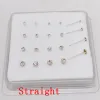 Bijoux 925 argent sterling 1,5 mm 2 mm 2,5 mm 3 mm Taille mixte étalon clair cristal épingle nasme os minuscule nariz bijoux de piercing 20pcs / pack