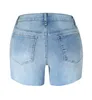 Sommer High Stretch zerrissene Denim-Shorts für Frauen Mode mittlere Taille Sexy gerade Jeans Freizeitkleidung S-2xl 240418