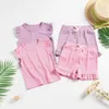 Kleidung Sets Baby Girls Clothes 2pcs Sommeroutfits Anzüge für Kinder Rüschenhülsen T-Shirt und Shorts Kinder H240423