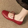 Casual Shoes Spring Autumn Flat Bottom Lace Up Loafers Women's Round Toe Genuine Leather Single Ladies Lightweight Walking 2024