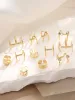 Kolczyki 12 sztuk Złote Srebrne Kolorowe kolczyki Uszy Zestaw kryształowy non -paryping uszy mankiet pusta kobiety modna biżuteria hurtowa