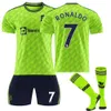 2223 Red Devil Man L Away Game Fluorescent Green No.7 Ronaldo Shirt 21 Anthony 25 Sancho B Socks