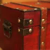 Fack Retro Treasure Chest With Lock Vintage Wood Storage Box Antique Style Jewelry
