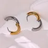 Clips Gold Silver Color Boucles d'oreilles Hoop en acier inoxydable Simple Fashion Femmes Ear Bouillette