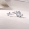 Cluster Anneaux Na Fine Jewelry INS 925 Engagement en argent sterling Promesse de mariage Emerald Cut 1.5ct VVS Moisanite Ring pour les femmes
