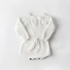 Één-stuks 2022 Baby Rompers babymeisje bladeren katoen gebreide wol samengevoegde kledingzak scheet ah klim rompers kleren