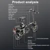 Cykel E Bike Folding Electric Bicycle 14 Inches 48V 25AH LITIUM Batteri Elektrisk cykel 400W Motor Vuxen Mobilitet Elektrisk cykel