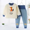 Defina a roupa de baixo para bebês conjunto infantil de roupas íntimas térmicas algodão quente grossa grossa