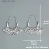 Dangle Chandelier Creative Hammered Blade Hoop Earring for Women Silver Color Jewelry 빈티지 보헤미안 스타일 독특한 성격 귀 장식 H240423