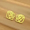 Orecchini per borchie con un fiore rosa del kiniziale Donne per sempre adorano inossidabile promessa gioiello regalo per matrimoni