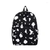 Backpack Cow Pattern Canvas Cute School Bag Black Spot Bump Color Student