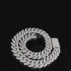 Topkwaliteit Iced Out Hip Hop Cuban Link Chain Mens Fine Jewelry White Gold Cuban Link Chain for Men