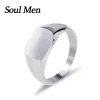 Zesporzy Soul Men's Men's Square Szybest Signit Titanium Steel Wedding Wedding Pierołówki dla mężczyzn Kobiety Grawerowane nazwa data logo pierścionki biżuteria