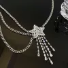 Cintos Freetry Luxo Bling Cristal Colar Celts Rhinestone Tassel Fringe Fringe Chain Chaker Cara de Jóias de Festa de Casamento