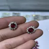Earrings Ruby Earrings 925 Sterling Silver Pigeon Blood Red Ruby Carrying Certificate Jewelry Box Ladies Gift