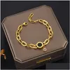 Łańcuch 14K żółte złoto link moda bransoletka dla kobiet wykwintna złota biżuteria dziewczyna prezent upuszczenie dostawy bransoletki dhcew