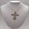 Necklaces Emo Vampire Big Cross White Crystal Choker Necklace Victorian Wedding Necklace Goth Punk Crystal Cross Metal Jewelry Accessories