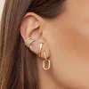 Earrings KEYOUNUO Gold Filled Hoop Drop Earrings Set for Women Ear Cuff Blue Zircon Enamel Dangle Earrings 2023 Fashion Jewelry Wholesale