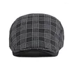 ベレー帽ベレー帽BRET BRITISH COTTON PLAID PEAKED CAP SBOY WOMEN MEN'S FORDWER HAT調整可能なギャツビードライビングキャブ